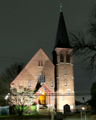 church at night